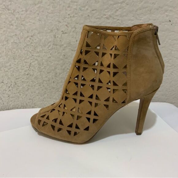 Michael Kors Tan Open Toe Suede Heeled Booties 7M - Picture 3 of 15